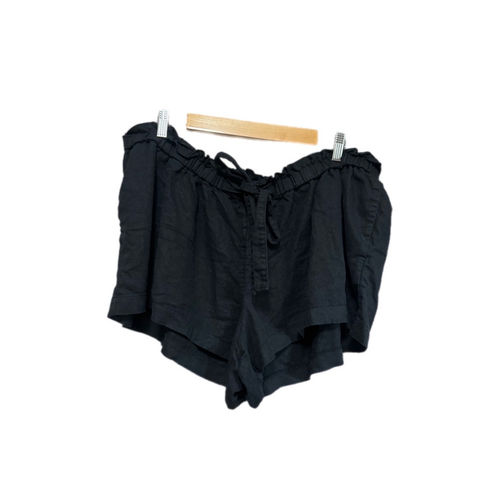 Isabel Maternity Shorts Womens XXL Black Excellent Linen Blend Paperbag‎ Waist